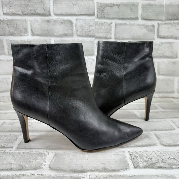 Sam Edelman Karen Women's Size 10 Black Leather Pointed Toe Heel Booties - Picture 1 of 13